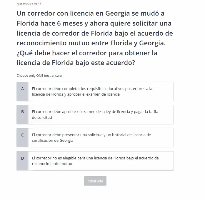 Simulador de examen en espanol Florida